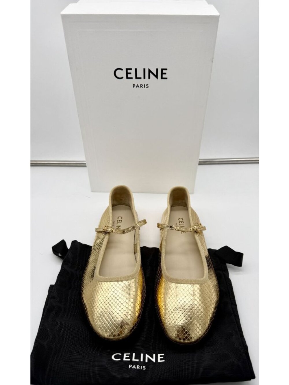 Celine Les Ballerines Ballet Shoes In light gold  - Size 9